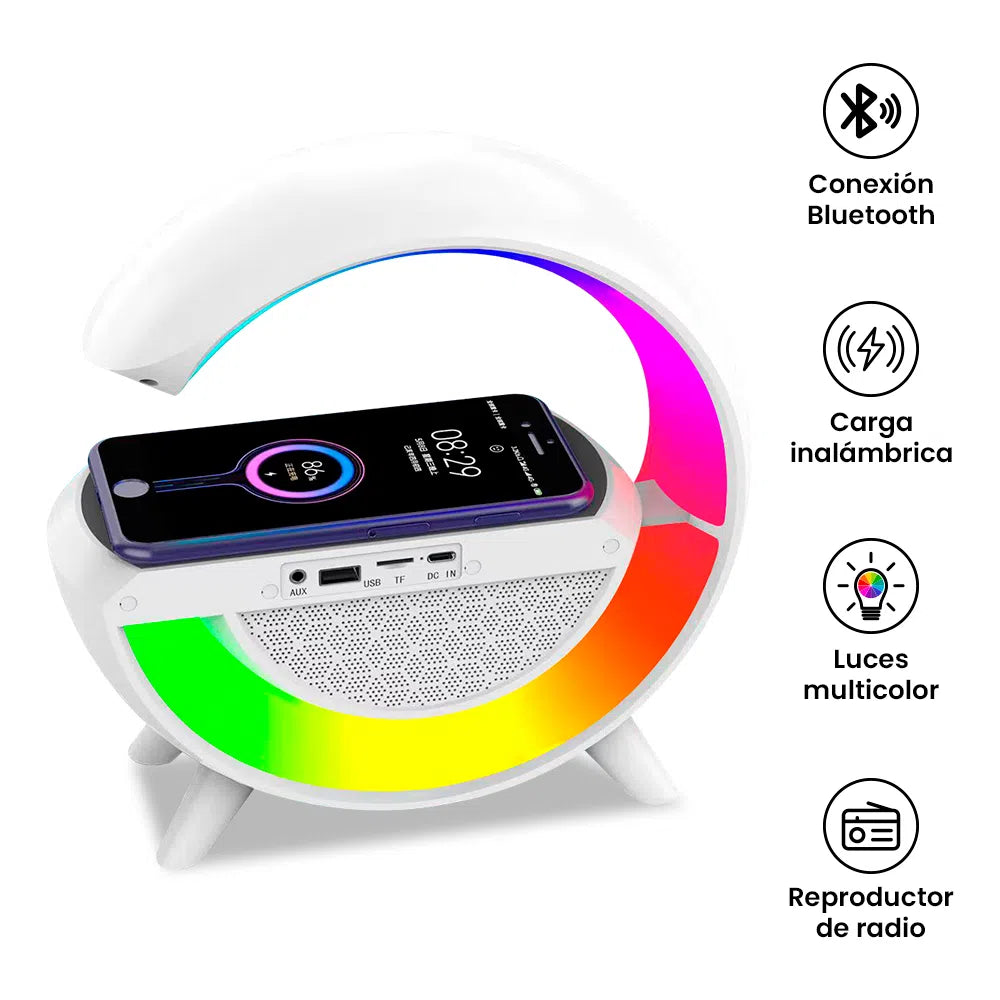 Cargador Inalambrico con Parlante RGB