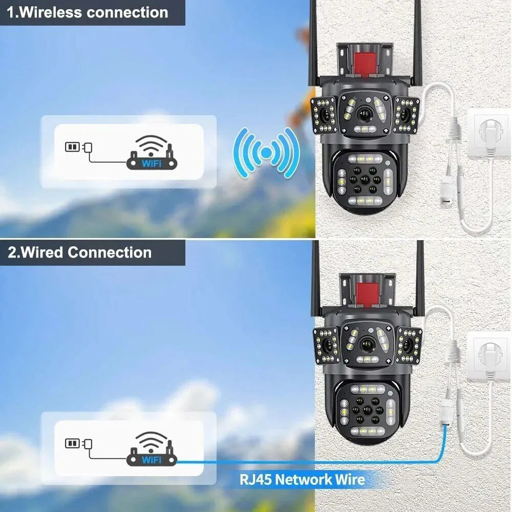 Camara Seguridad 3 Pantallas Sirena Wifi